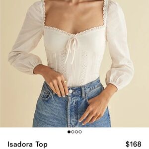 Reformation Cream Lace Detail Blouse